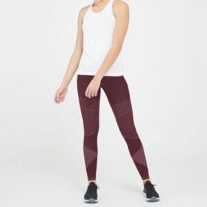 SPANX Look At Me Now Moto Leggings In Wine Size Woman's Medium